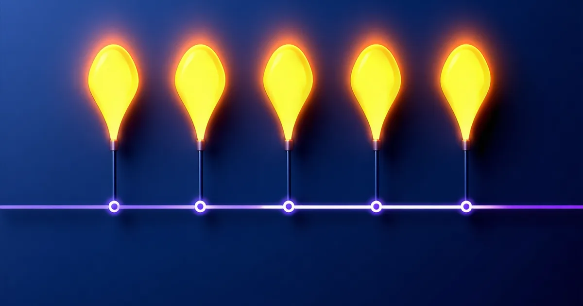 Abstract early warning signal visualization with five amber indicators